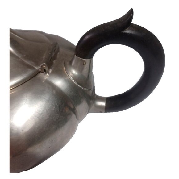 Antique Sheffield Pewter Pumpkin Melon Shape Teapot Cream Sugar Set By James Dix - Picture 8 of 15